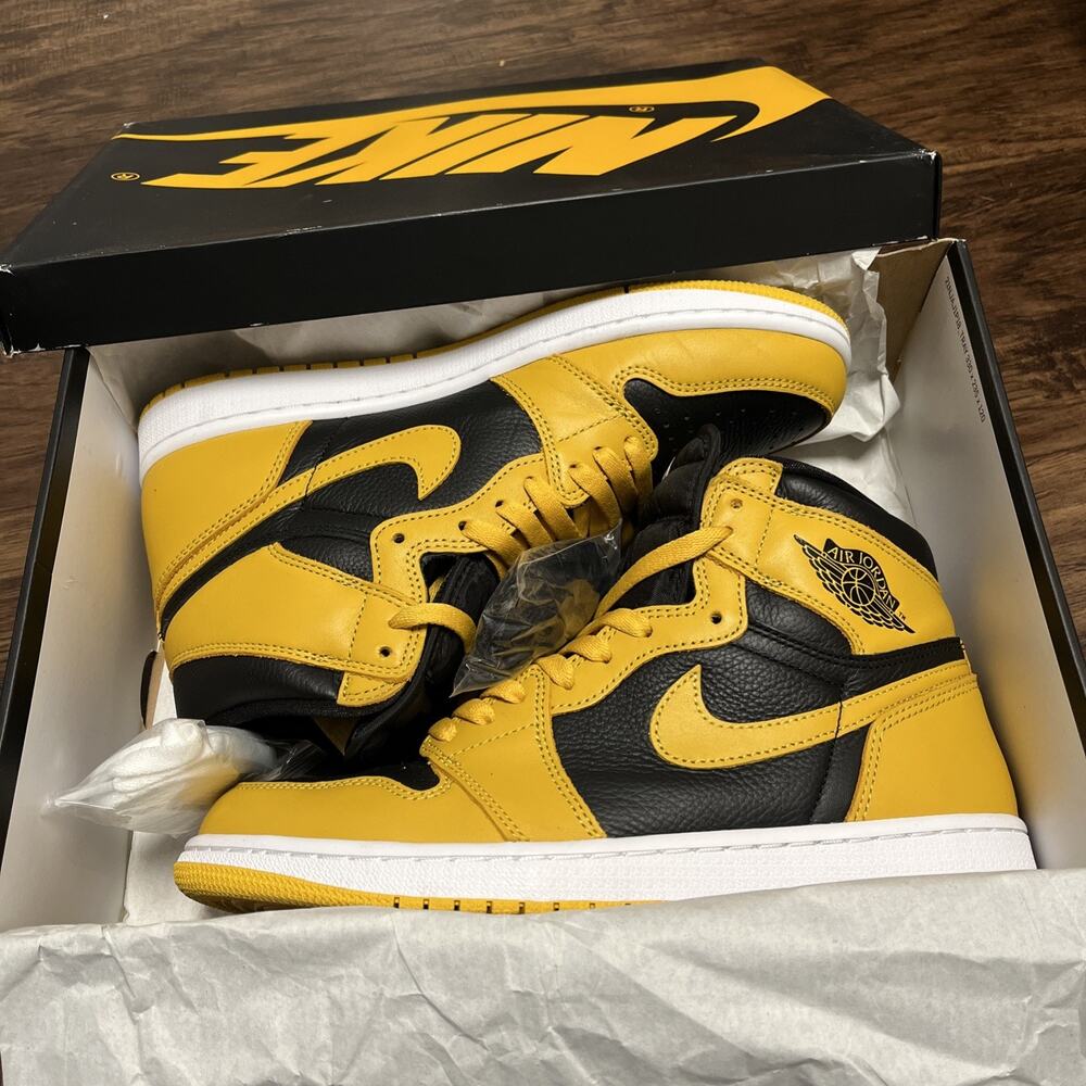 Size 10 - Nike Air Jordan 1 Retro High OG Pollen Black/Yellow Leather 555088-701